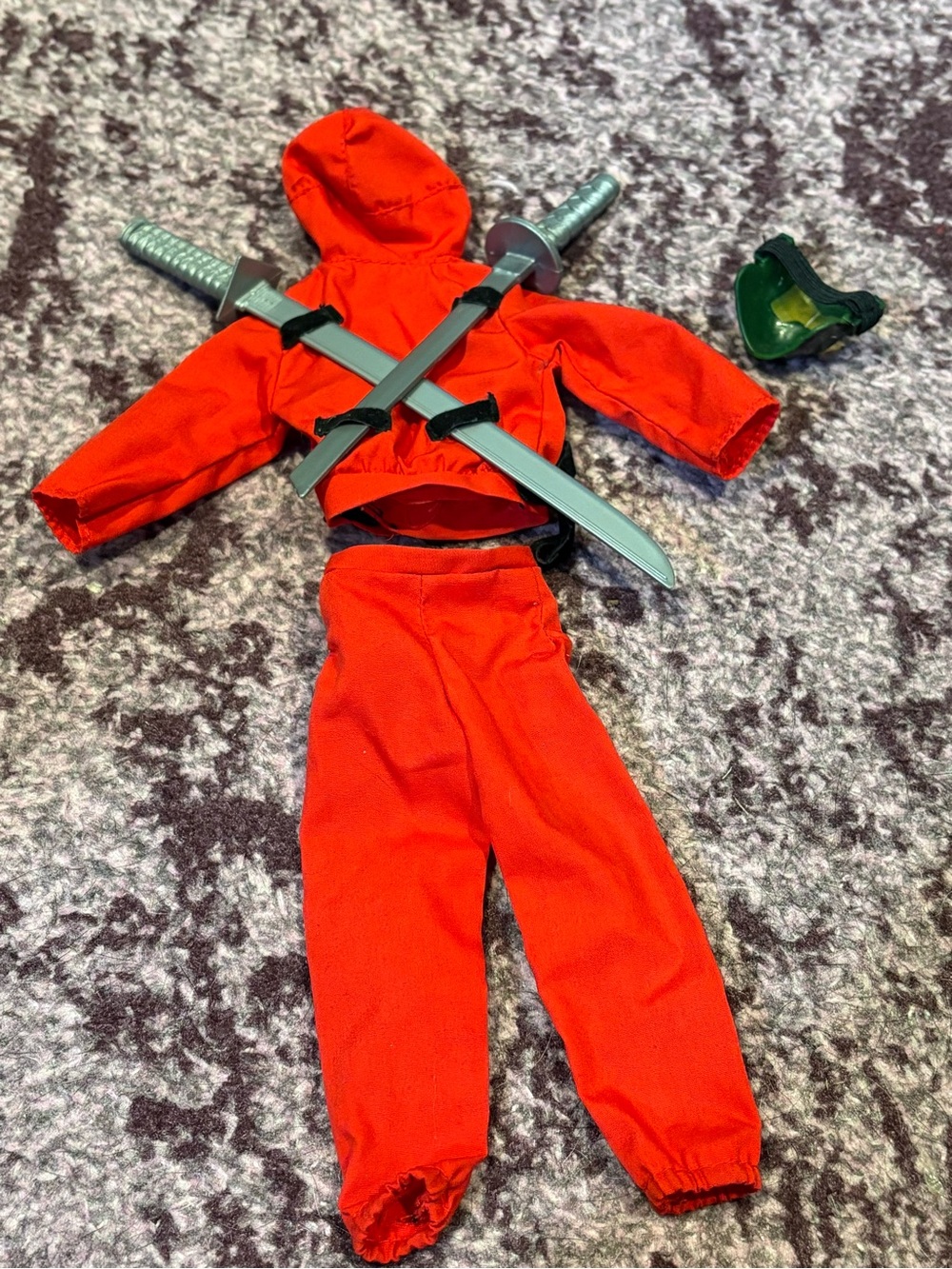 RETRO G.I. Joe Red Ninja Action Figure Outfit with Two Samarai Swords & Mask FUN